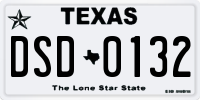 TX license plate DSD0132