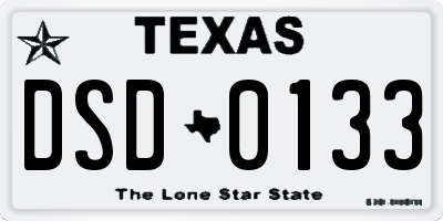 TX license plate DSD0133