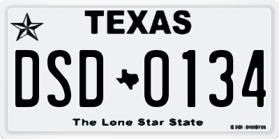 TX license plate DSD0134