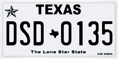 TX license plate DSD0135