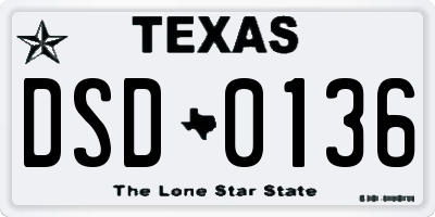 TX license plate DSD0136