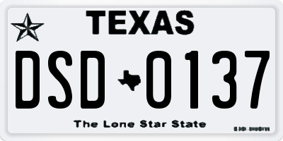 TX license plate DSD0137