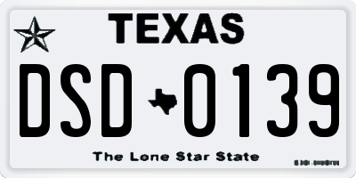TX license plate DSD0139