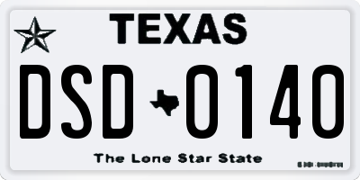 TX license plate DSD0140