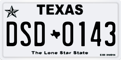 TX license plate DSD0143