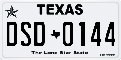 TX license plate DSD0144