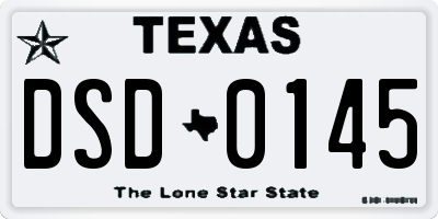 TX license plate DSD0145