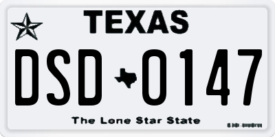 TX license plate DSD0147