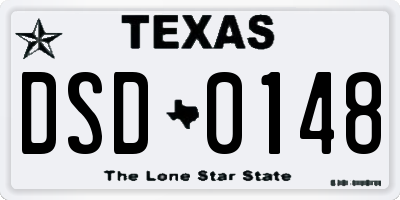 TX license plate DSD0148