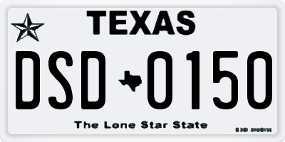TX license plate DSD0150