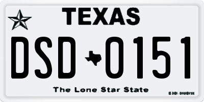 TX license plate DSD0151
