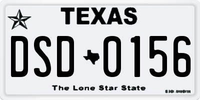 TX license plate DSD0156