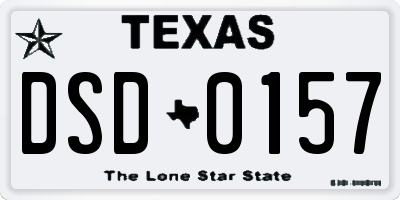 TX license plate DSD0157