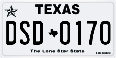 TX license plate DSD0170