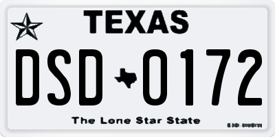 TX license plate DSD0172