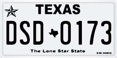 TX license plate DSD0173