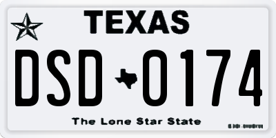 TX license plate DSD0174