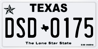 TX license plate DSD0175