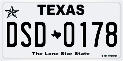 TX license plate DSD0178