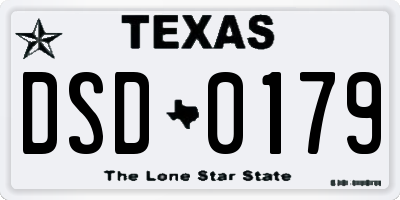 TX license plate DSD0179