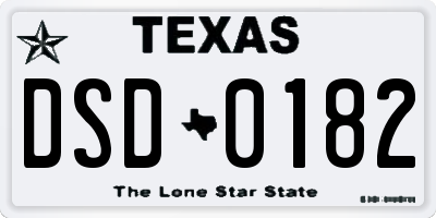TX license plate DSD0182