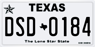 TX license plate DSD0184
