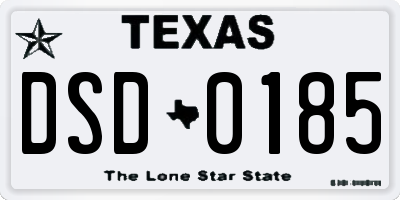 TX license plate DSD0185
