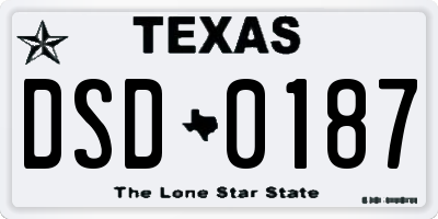 TX license plate DSD0187