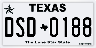 TX license plate DSD0188