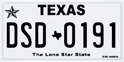 TX license plate DSD0191