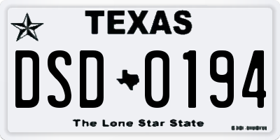 TX license plate DSD0194