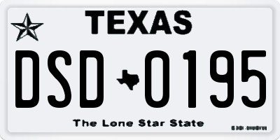 TX license plate DSD0195