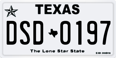 TX license plate DSD0197