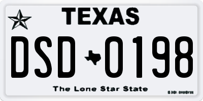 TX license plate DSD0198