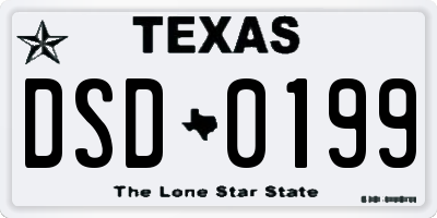 TX license plate DSD0199