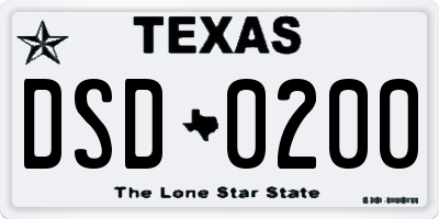 TX license plate DSD0200