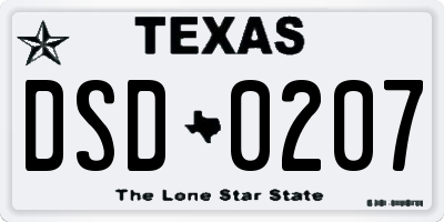 TX license plate DSD0207