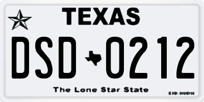 TX license plate DSD0212