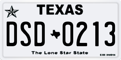 TX license plate DSD0213