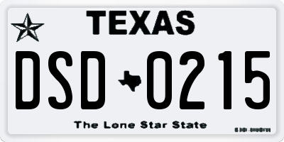 TX license plate DSD0215