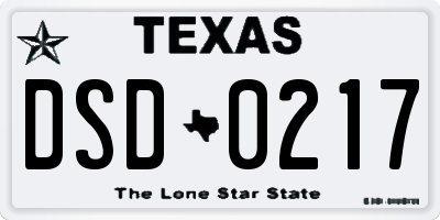 TX license plate DSD0217