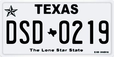 TX license plate DSD0219