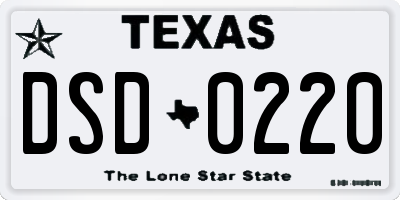 TX license plate DSD0220