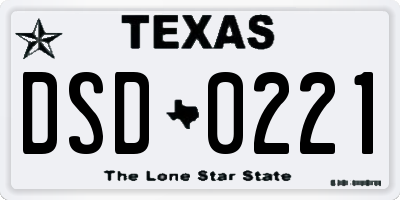 TX license plate DSD0221
