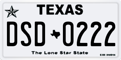 TX license plate DSD0222