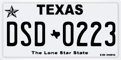 TX license plate DSD0223