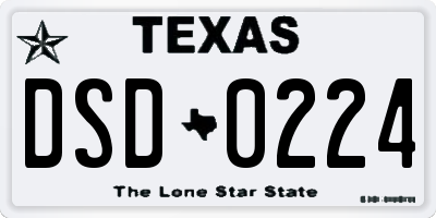 TX license plate DSD0224