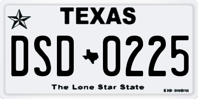 TX license plate DSD0225