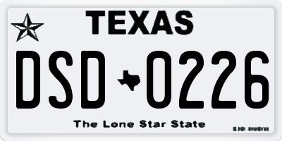 TX license plate DSD0226