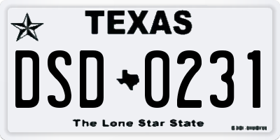 TX license plate DSD0231